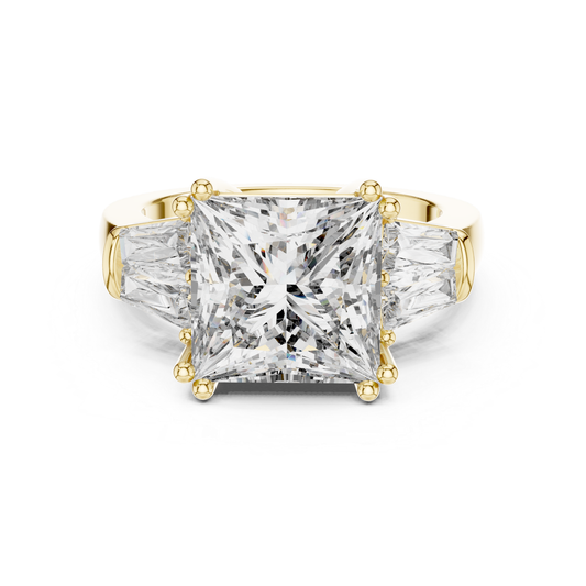 Princess cut diamond ring with baguette side stones
Yellow gold princess cut baguette diamond ring
Front view princess cut three stone ring
Princess cut diamond with tapered baguette sides
Four prong princess cut diamond ring
Yellow gold three stone diamond ring
Princess cut diamond ring front profile
Yellow gold ring with baguette side diamonds
Classic princess cut diamond ring design
Princess cut diamond engagement ring