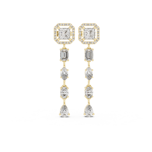 Yellow gold princess cut diamond drop earrings
Halo diamond dangle earrings with mixed cuts
Long diamond earrings in yellow gold setting
Princess and pear diamond drop earrings
Elegant diamond linear earrings for women
Yellow gold multi shape diamond earrings
Diamond drop earrings with halo top design
Luxury yellow gold diamond dangle earrings
Mixed cut diamond statement drop earrings
Modern princess diamond drop earrings