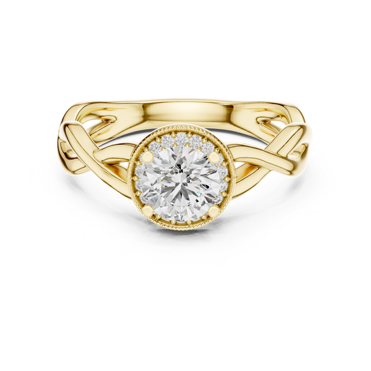 Round diamond halo twist engagement ring
Yellow gold round diamond halo ring
Twisted band round diamond ring
Round diamond milgrain halo ring
Yellow gold halo engagement ring
Round brilliant diamond twist ring
Intertwined band diamond ring
Lab grown round diamond halo ring
Classic twist shank diamond ring
Yellow gold round halo solitaire ring