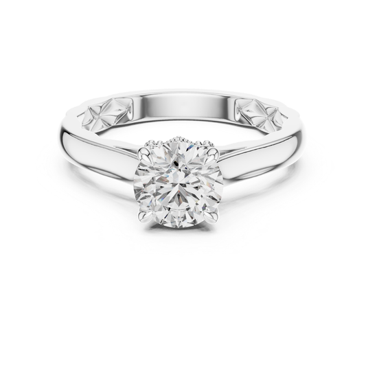 Front view round solitaire diamond engagement ring
White gold round solitaire diamond ring
Four prong round brilliant diamond ring
Classic round solitaire diamond engagement ring
White gold round diamond ring front profile
Round brilliant diamond ring with plain band
Minimalist round solitaire diamond ring design
Polished white gold round diamond ring
Round cut diamond ring with four prong setting
Classic white gold solitaire diamond ring