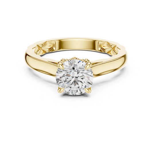 Front view round solitaire diamond engagement ring
Yellow gold round solitaire diamond ring
Four prong round brilliant diamond ring
Classic round solitaire diamond engagement ring
Yellow gold round diamond ring front profile
Round brilliant diamond ring with plain band
Minimalist round solitaire diamond ring design
Polished yellow gold round diamond ring
Round cut diamond ring with four prong setting
Classic yellow gold solitaire diamond ring