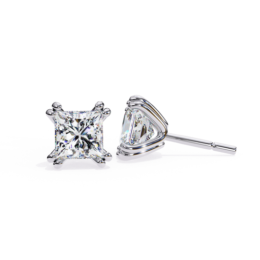 White gold diamond stud earrings with prong setting