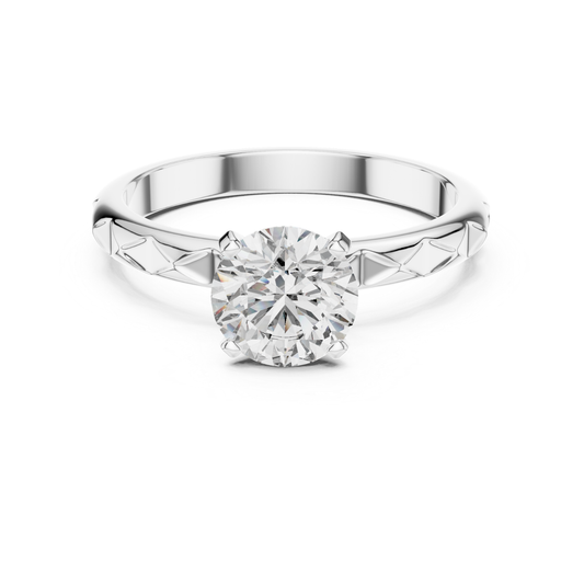 White gold round cut textured solitaire diamond ring
White gold engraved band round diamond ring design
Polished white gold round solitaire diamond ring
White gold four prong round diamond ring setting
White gold textured band solitaire diamond ring
Classic white gold round diamond engagement ring
Elegant white gold textured diamond band ring
White gold polished round diamond solitaire ring
Fine white gold engraved solitaire diamond ring
White gold round diamond textured band ring