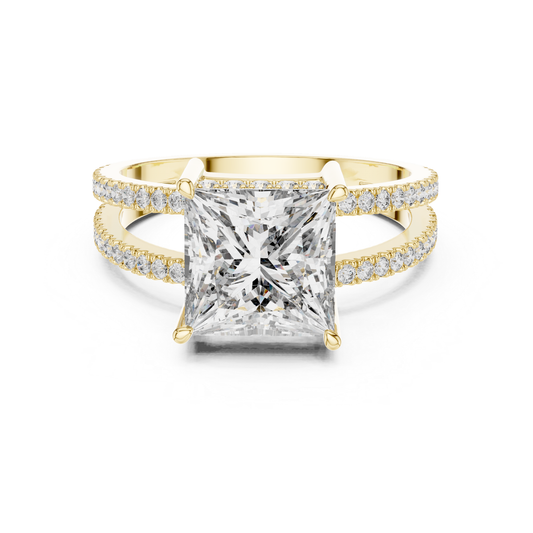 Yellow gold princess cut diamond split shank ring
Large princess diamond ring with double Pave band
Yellow gold engagement ring with princess cut center stone
Split shank diamond ring with square solitaire diamond
Elegant yellow gold ring with pavé diamond band
Princess cut solitaire ring with slim split shank
Fine yellow gold diamond ring with four prong setting
Modern split band ring with princess cut diamond
Yellow gold statement ring with pavé accent diamond
Princess diamond engagement ring