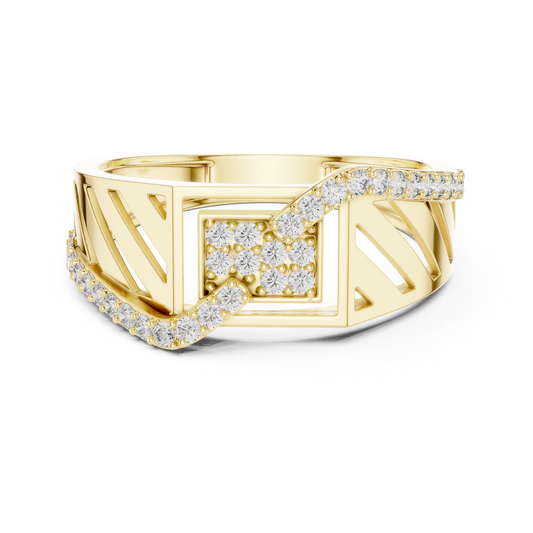 Yellow gold Roman style diamond ring front view
Round diamond yellow gold statement band ring
Yellow gold geometric diamond fashion ring
Roman numeral inspired yellow gold diamond ring
Wide band yellow gold ring with diamonds
Yellow gold luxury round diamond ring design
Modern yellow gold architectural diamond ring
Yellow gold designer ring with round diamonds
Geometric yellow gold diamond band front profile
Yellow gold contemporary diamond statement ring
