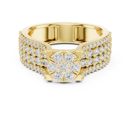 Round diamond cluster ring in yellow gold
Yellow gold diamond cluster engagement ring
Floral diamond ring with pave band in yellow gold
Round diamond flower cluster ring front view
Yellow gold ring with round diamond cluster center
Multi diamond cluster ring with wide pave band
Yellow gold floral diamond statement ring
Pave diamond band with round cluster center
Classic round diamond cluster ring in yellow gold
Yellow gold diamond flower ring with pave details
