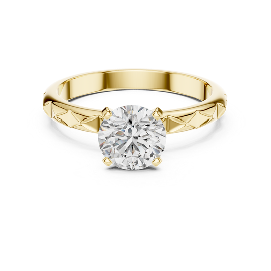 Yellow gold round cut textured solitaire diamond ring
Yellow gold engraved band round diamond ring design
Polished yellow gold round solitaire diamond ring
Yellow gold four prong round diamond ring setting
Yellow gold textured band solitaire diamond ring
Classic yellow gold round diamond engagement ring
Elegant yellow gold textured diamond band ring
Yellow gold polished round diamond solitaire ring
Fine yellow gold engraved solitaire diamond ring
Yellow gold round diamond textured band ring