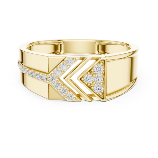 Yellow gold arrow pattern ring with diamonds
Modern yellow gold band featuring diamond design
Wide yellow gold ring with geometric diamonds
Contemporary arrow style yellow gold diamond ring
Yellow gold luxury band with diamond accents
Bold geometric yellow gold ring with diamonds
Elegant yellow gold fashion ring with pave diamonds
Yellow gold statement band design with diamonds
Yellow gold angular pattern ring with diamonds
Designer yellow gold ring with diamond details