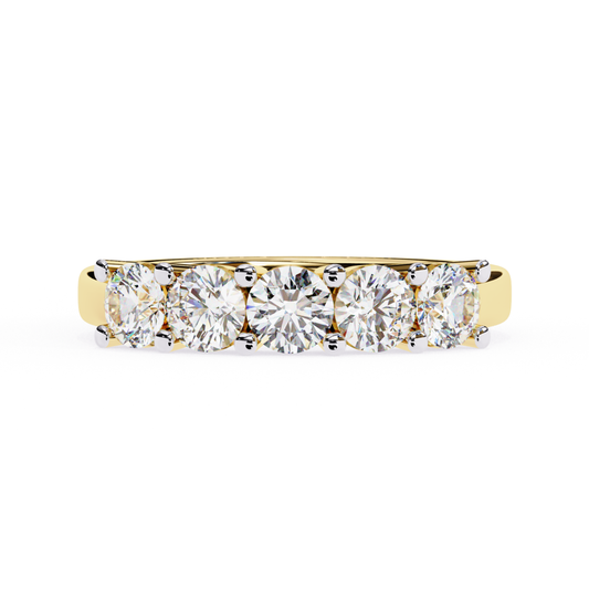 Yellow gold ring front view
Round diamond band yellow gold
Yellow gold ring with round stones
Front view diamond band ring
Yellow gold round diamond setting
Diamond band with yellow gold base
Round diamond ring straight view
Yellow gold ring stone alignment
Diamond band ring front profile
Yellow gold ring with round diamonds