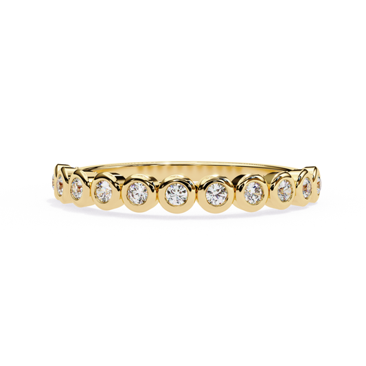 Yellow gold band with round bezel diamonds
Round diamond bezel set gold ring
Gold ring with round diamond settings
Slim yellow gold diamond band
Bezel set round diamond gold band
Yellow gold ring with small round diamonds
Diamond bezel style gold band
Gold band ring with round diamond detail
Plain yellow gold diamond band
Round diamond bezel band ring