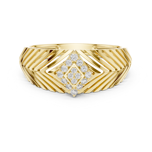 Yellow gold round diamond chevron pattern ring
Modern yellow gold layered diamond band ring
Yellow gold textured geometric diamond ring
Round diamond yellow gold angular band ring
Yellow gold Art Deco style diamond ring
Contemporary yellow gold patterned band ring
Yellow gold round diamond statement band
Elegant yellow gold geometric fashion ring
Yellow gold engraved style diamond band ring
Round diamond yellow gold wide pattern ring
