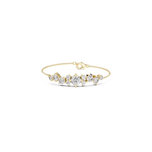Yellow gold round diamond cluster chain bracelet
Multi stone diamond bracelet in yellow gold
Yellow gold bracelet with round diamond centerpiece
Cluster diamond bracelet with fine chain links
Round brilliant diamond chain bracelet design
Yellow gold diamond station chain bracelet
Diamond cluster link bracelet with lobster clasp
Yellow gold bracelet featuring graduated diamonds
Round diamond focal bracelet in yellow gold
Delicate yellow gold diamond chain bracelet