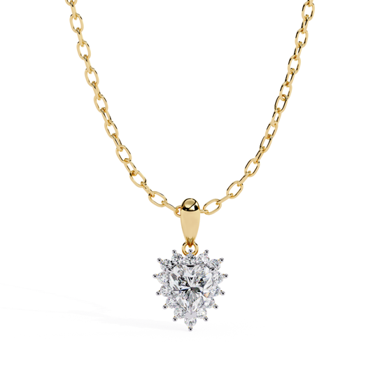 Yellow gold round diamond floral pendant necklace
Round brilliant diamond cluster on gold chain
Flower inspired diamond pendant in yellow gold
Halo style round diamond necklace design
Gold necklace featuring a round diamond cluster
Prong set diamond flower pendant with chain
Elegant yellow gold necklace with diamond center
Circular diamond cluster pendant for women
Luxury round diamond necklace with floral design
Classic gold pendant with sparkling round diamonds