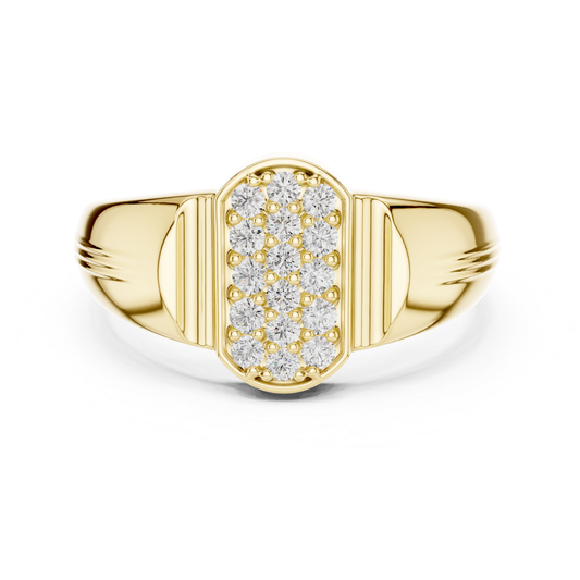 Yellow gold diamond cluster signet ring for women
Round diamond cluster ring in yellow gold
Minimal yellow gold statement ring with round stones
Gold cluster ring with bold signet style design
Round cut cluster ring in polished yellow gold
Yellow gold fashion ring with rectangular top
Elegant round signet ring for everyday wear
Modern yellow gold ring with round diamonds
Luxury yellow gold ring with classic cluster setting
Yellow gold multi ring with sleek bold band