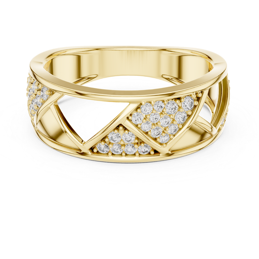Yellow gold ring with round diamond criss cross design
Elegant yellow gold diamond band ring for women
Round diamond yellow gold geometric pattern ring
Luxury yellow gold open lattice diamond ring
Modern yellow gold ring with sparkling round diamonds
Stylish criss cross yellow gold diamond wedding band
Fine jewelry yellow gold diamond statement ring
Handmade yellow gold round diamond fashion ring
Unique yellow gold diamond anniversary ring design
Yellow gold designer ring with pave round diamonds