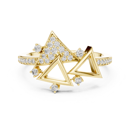 Yellow gold triangle diamond ring for women
Elegant yellow gold ring with round diamonds
Luxury triangle diamond ring in yellow gold
Womens yellow gold diamond fashion ring
Designer triangle ring with sparkling diamonds
Premium yellow gold geometric diamond ring
Stylish yellow gold triangle ring design
Fine jewelry triangle ring with round diamonds
Glamorous yellow gold diamond statement ring
Yellow gold ring with modern triangle design