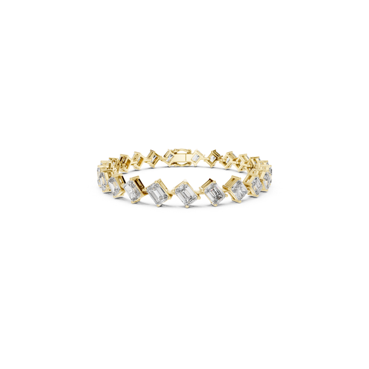 Yellow gold vertical emerald cut diamond tennis bracelet
Emerald cut diamond line bracelet in yellow gold
Luxury geometric diamond bracelet for women
Yellow gold bracelet with elongated emerald diamonds
Fine jewelry emerald diamond tennis bracelet
Modern yellow gold diamond bracelet design
Premium emerald cut diamond bracelet with prong setting
Designer tennis bracelet featuring emerald diamonds
Elegant yellow gold bracelet with step cut diamonds
Solid gold emerald cut diamond bracelet jewelry