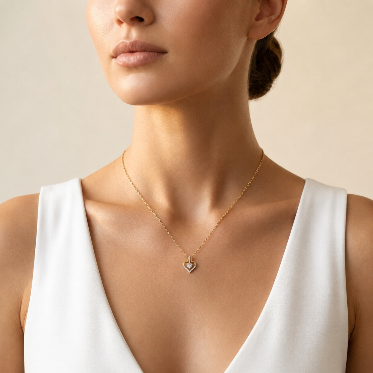 Gelbgold-Diamant-Herzanhänger | Zeitloser Edelschmuck