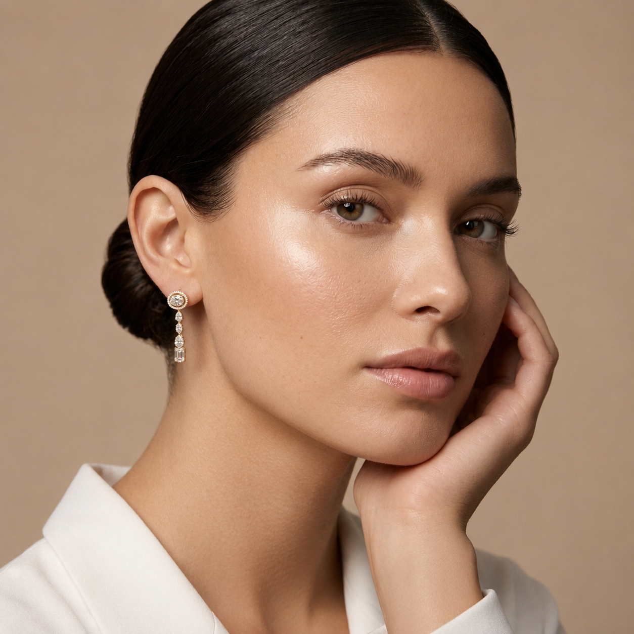 Multi Shape Halo Lab Grown Diamond Drop Earrings