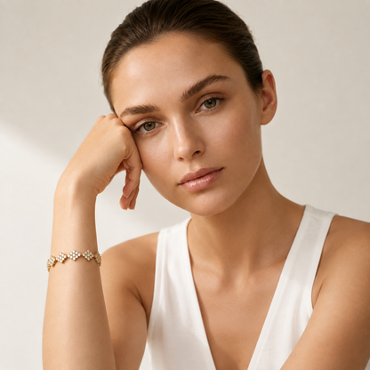 Round Lab Grown Diamond Floral Link Tennis Bracelet