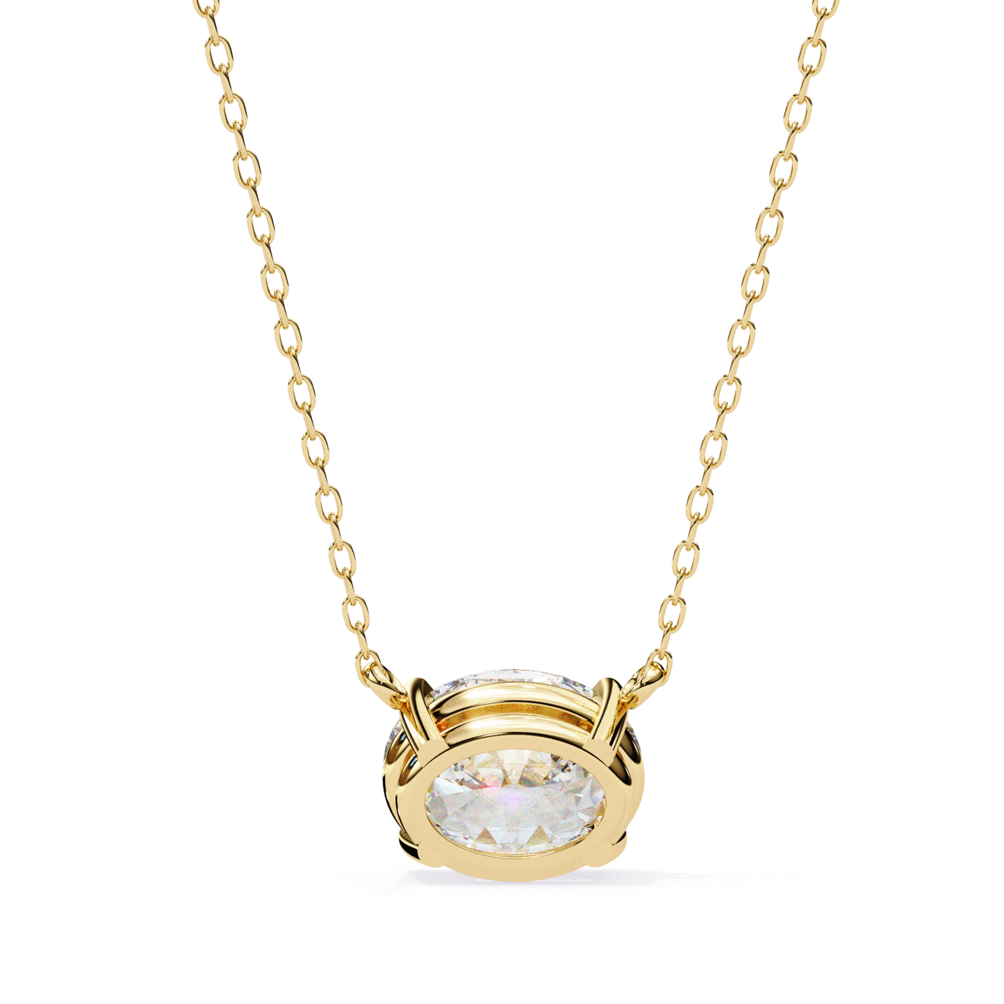 Anhänger mit ovalem Laborzucht-Diamant und Kette | Feines 18K Gold