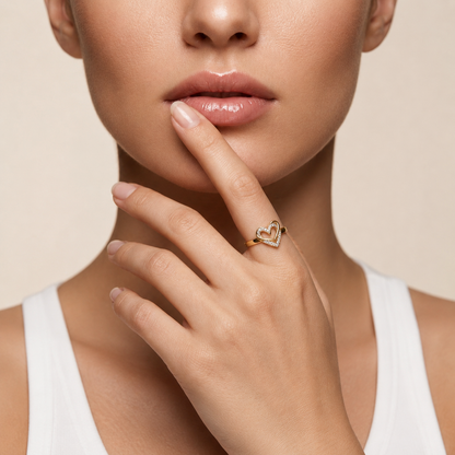 Round Lab Grown Diamond Double Heart Ring