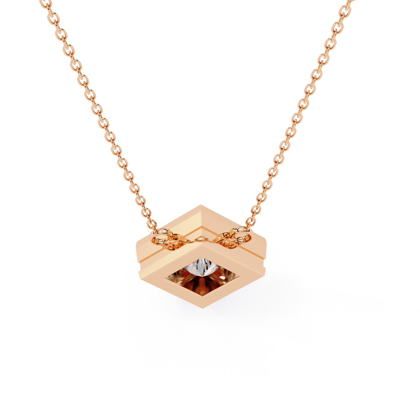 Princess Cut Lab Grown Diamond Pendant With Chain | 18K Gold
