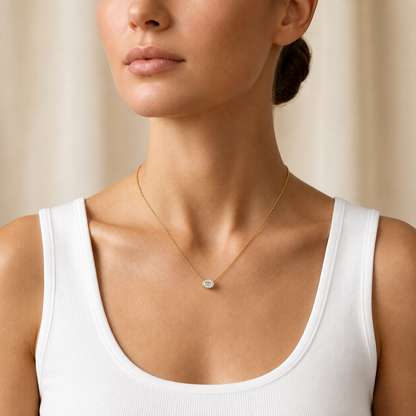 Oval Lab Grown Diamond Solitaire Pendant Necklace