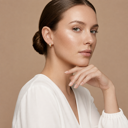 Round Lab Grown Diamond Rectangle Huggie Hoop Earrings