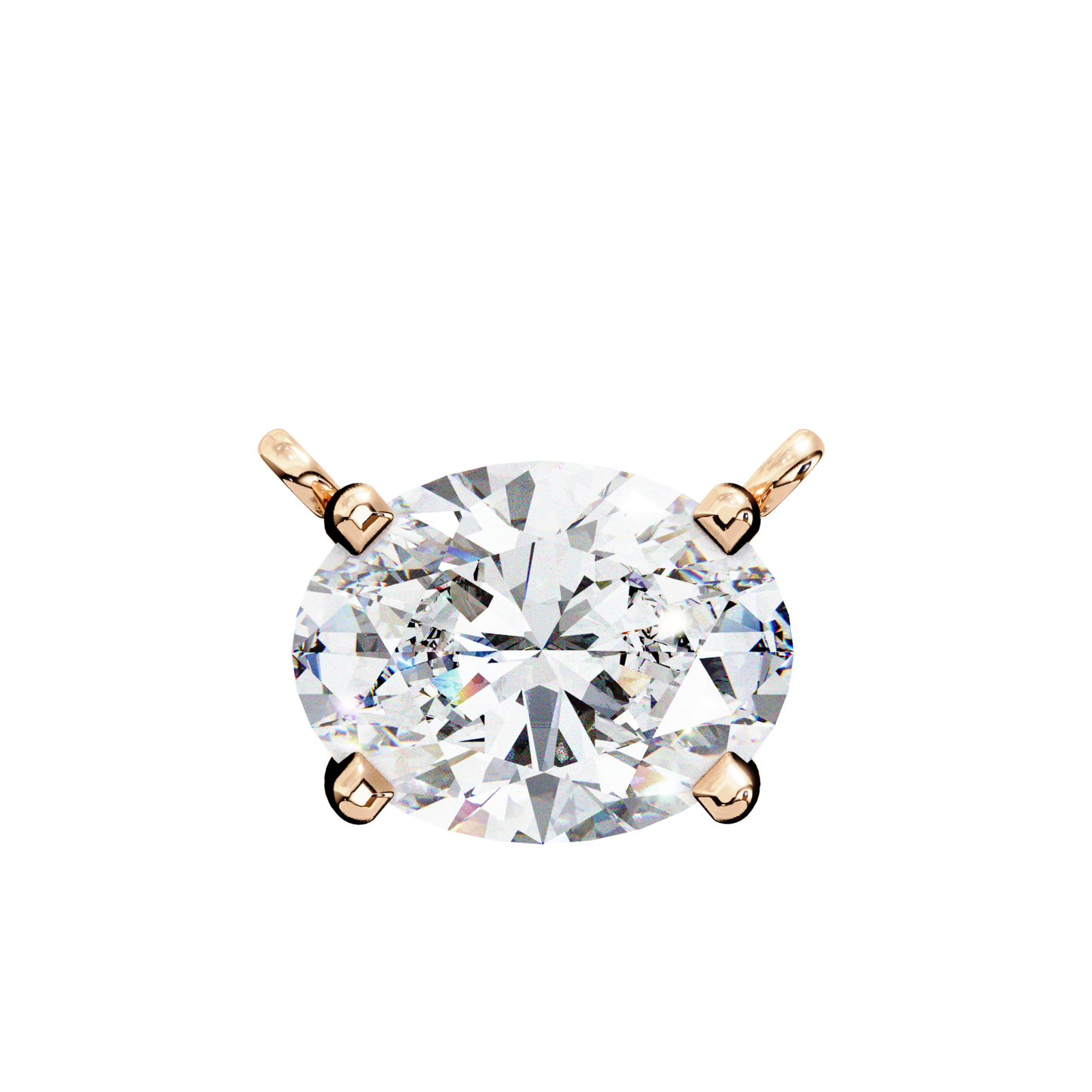 Anhänger mit ovalem Laborzucht-Diamant und Kette | Feines 18K Gold