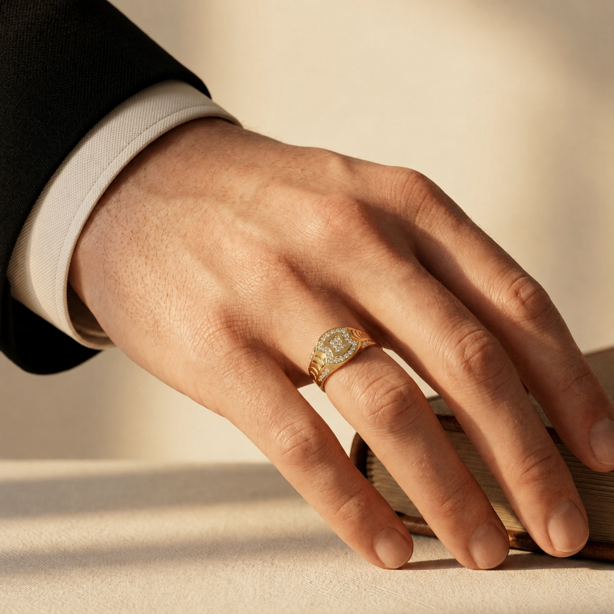 Round Lab Grown Diamond Signet Ring