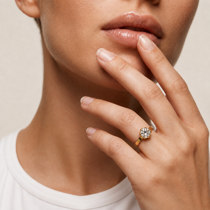 1.00 Carat Round Cut Floral Solitaire Lab Grown Diamond Engagement Ring