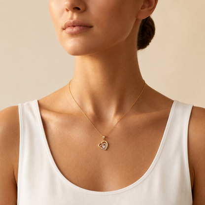 Herz-Rahmen-Diamant-Kreis-Anhänger | 18K Goldschmuck