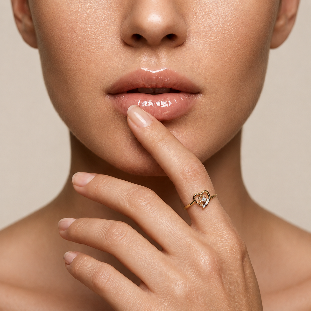 Round Lab Grown Diamond Double Heart Bypass Ring