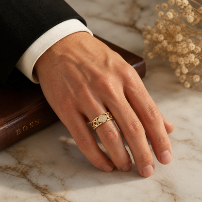 Modern Oval Frame Round Lab Grown Diamond Ring