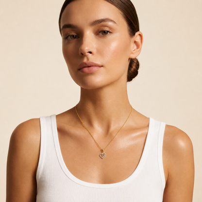 Diamant Herzanhänger mit Rand Gold | 18K Edelschmuck