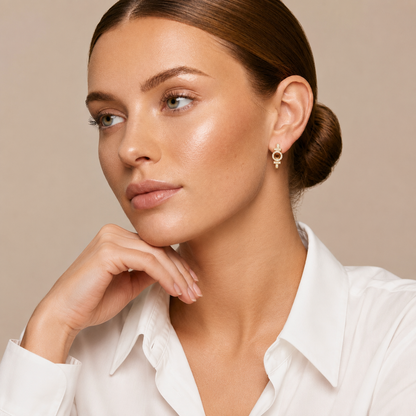 Round Lab Grown Diamond Geometric Hoop Earrings