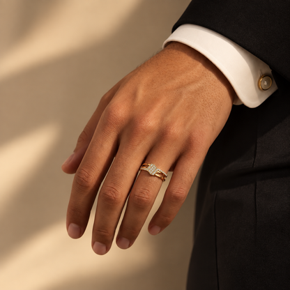 Modern Geometric Round Lab Grown Diamond Open Ring