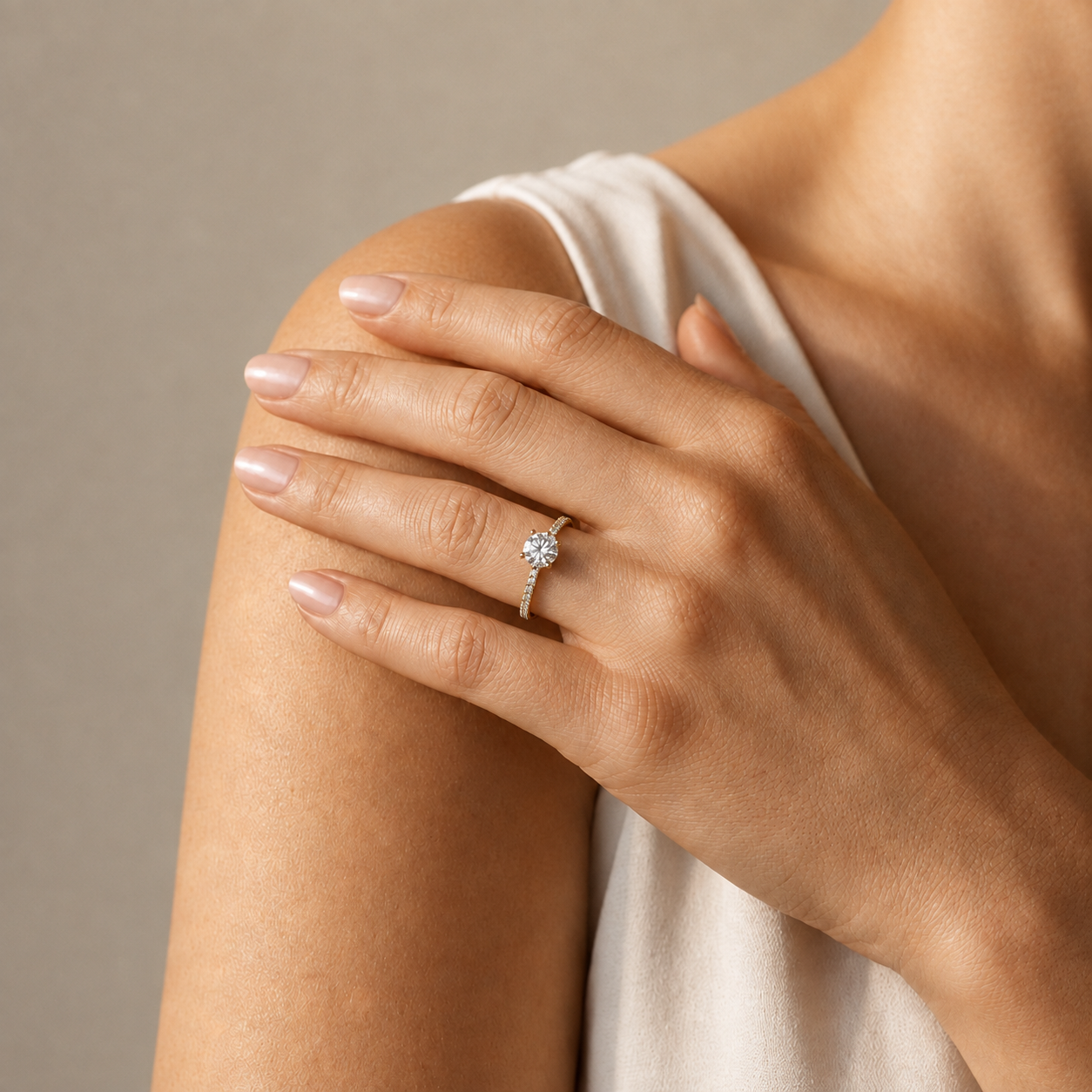 Round Lab Grown Diamond Solitaire Engagement Ring