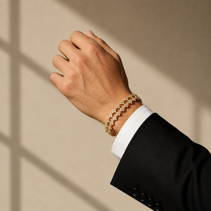 Round Lab Grown Diamond Triple Row Floral Tennis Bracelet