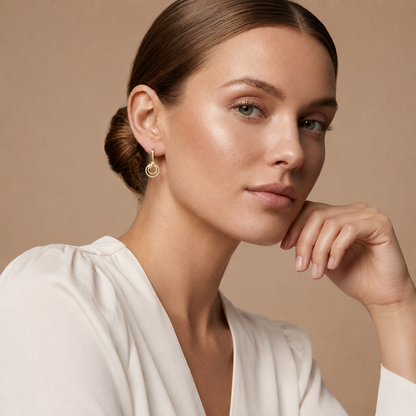 Round Lab Grown Diamond Double Circle Drop Earrings