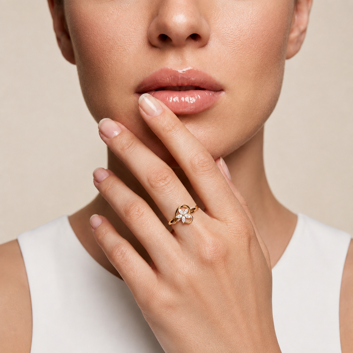 0.301 Carat Marquise & Round Cut Lab Grown Diamond Flower Ring