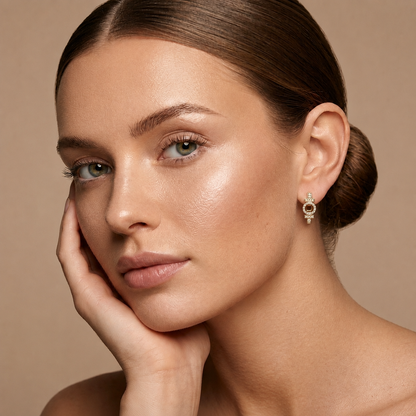 Round Lab Grown Diamond Geometric Hoop Earrings