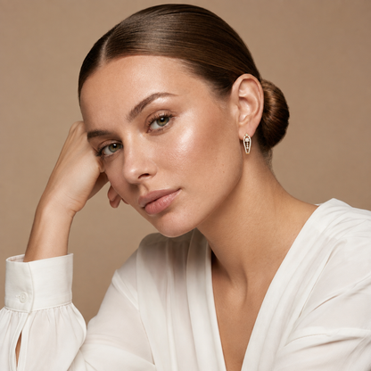 Round Lab Grown Diamond Floral Open Hoop Earrings