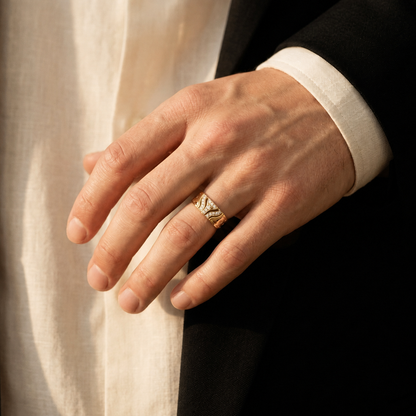Round Lab Grown Diamond Geometric Statement Ring