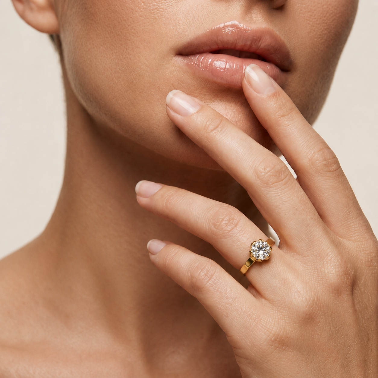 1.00 Carat Round Cut Floral Solitaire Lab Grown Diamond Engagement Ring