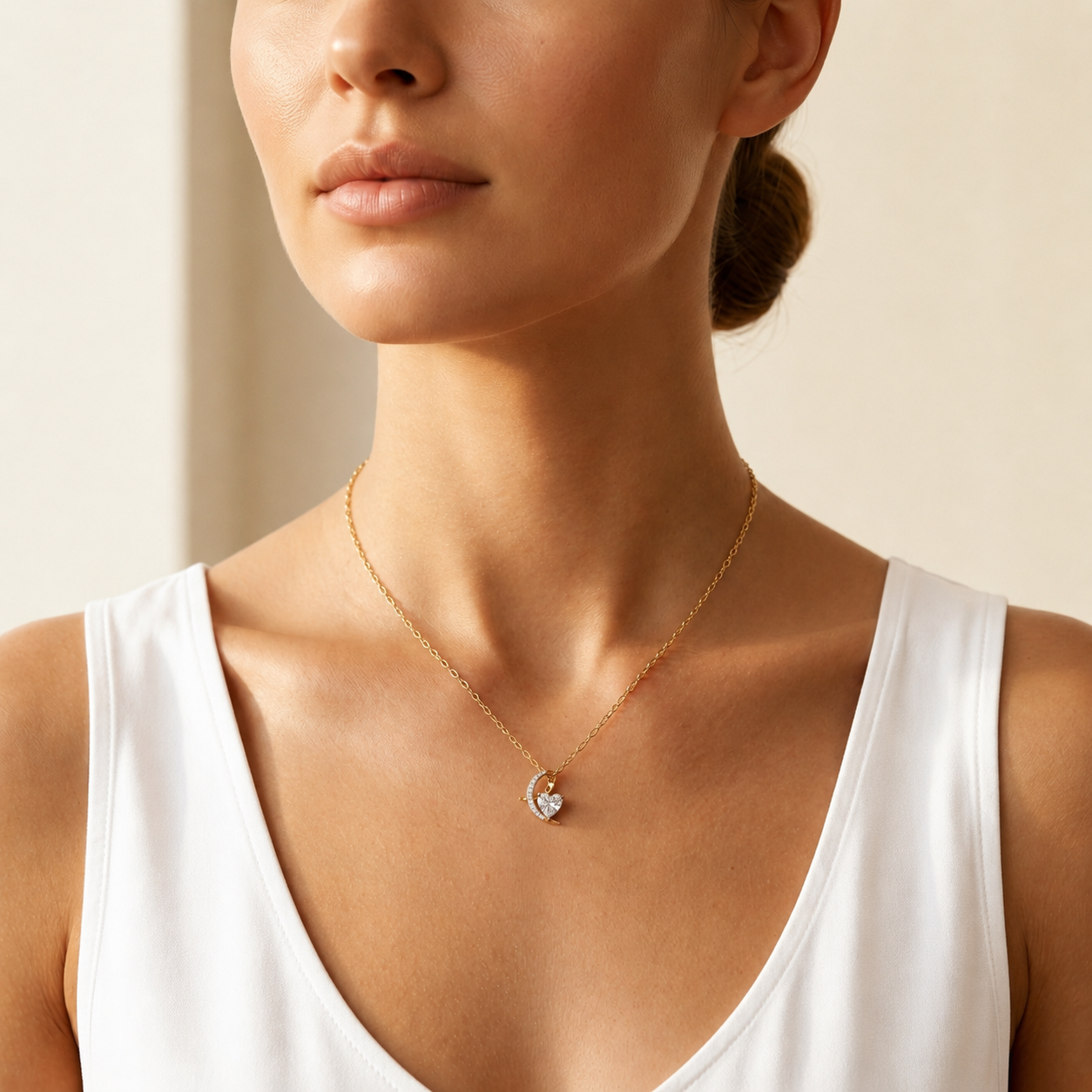 Geschwungener Diamant-Herzanhänger | 18K Gold Feiner Schmuck