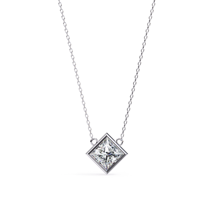 Princess Cut Lab Grown Diamond Pendant With Chain | 18K Gold