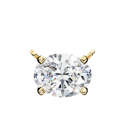 Anhänger mit ovalem Laborzucht-Diamant und Kette | Feines 18K Gold