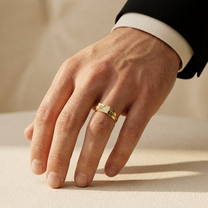 Modern Square Cluster Lab Grown Diamond Signet Ring